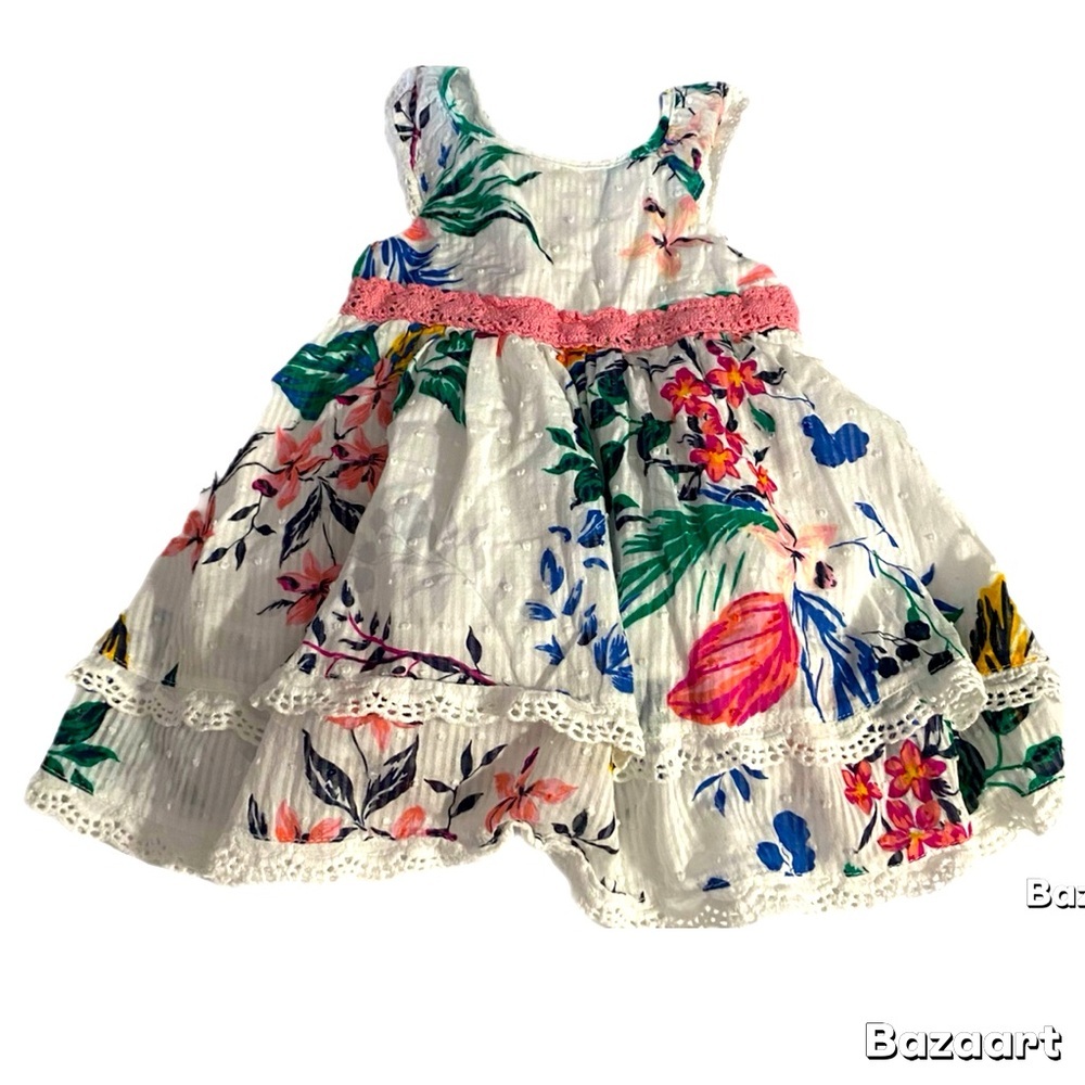 Laura Ashley London Dress, Sleeveless, 18M, Ruffle, Cotton, Sundress, Floral